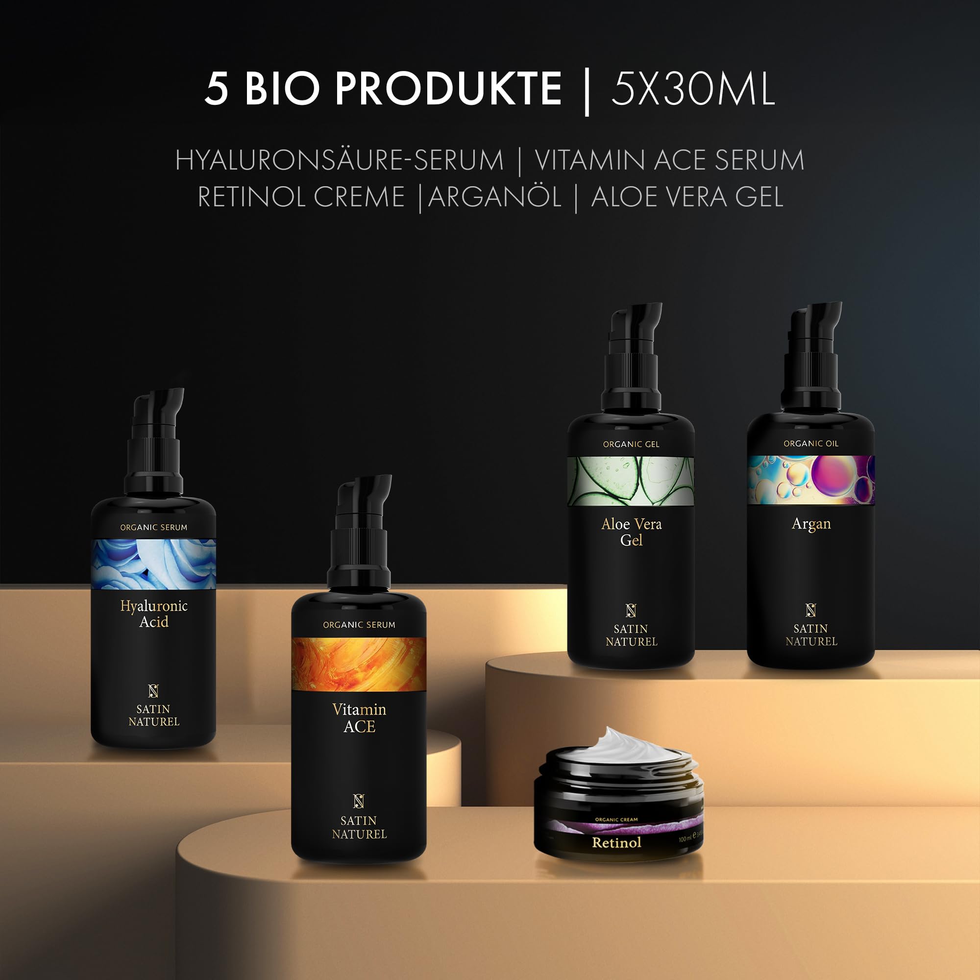 Mua Satin Naturel Geschenkset fr Sie  Skincare Routine mit Aloe Vera Gel,  Arganl, Vitamin C Serum, Hyaluron Serum & Retinol Creme  Vegan in Luxus  Geschenkbox  Premium Edition trn Amazon