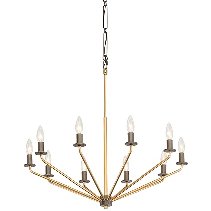 Varaluz 282c10agrb Jake 10 Light Chandelier Antique Gold Finish