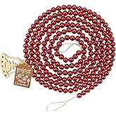 9 Feet Red Wooden Beads Garland, Wood Bead Garland Christmas Tree Holiday Decoration