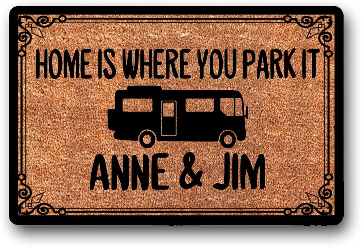 LSS Trading Home is Where You Park It - Personalized Custom - Coir Door Mat - Class A Rv - Motorhome - Camper Doormat 23.6" x 15.7"