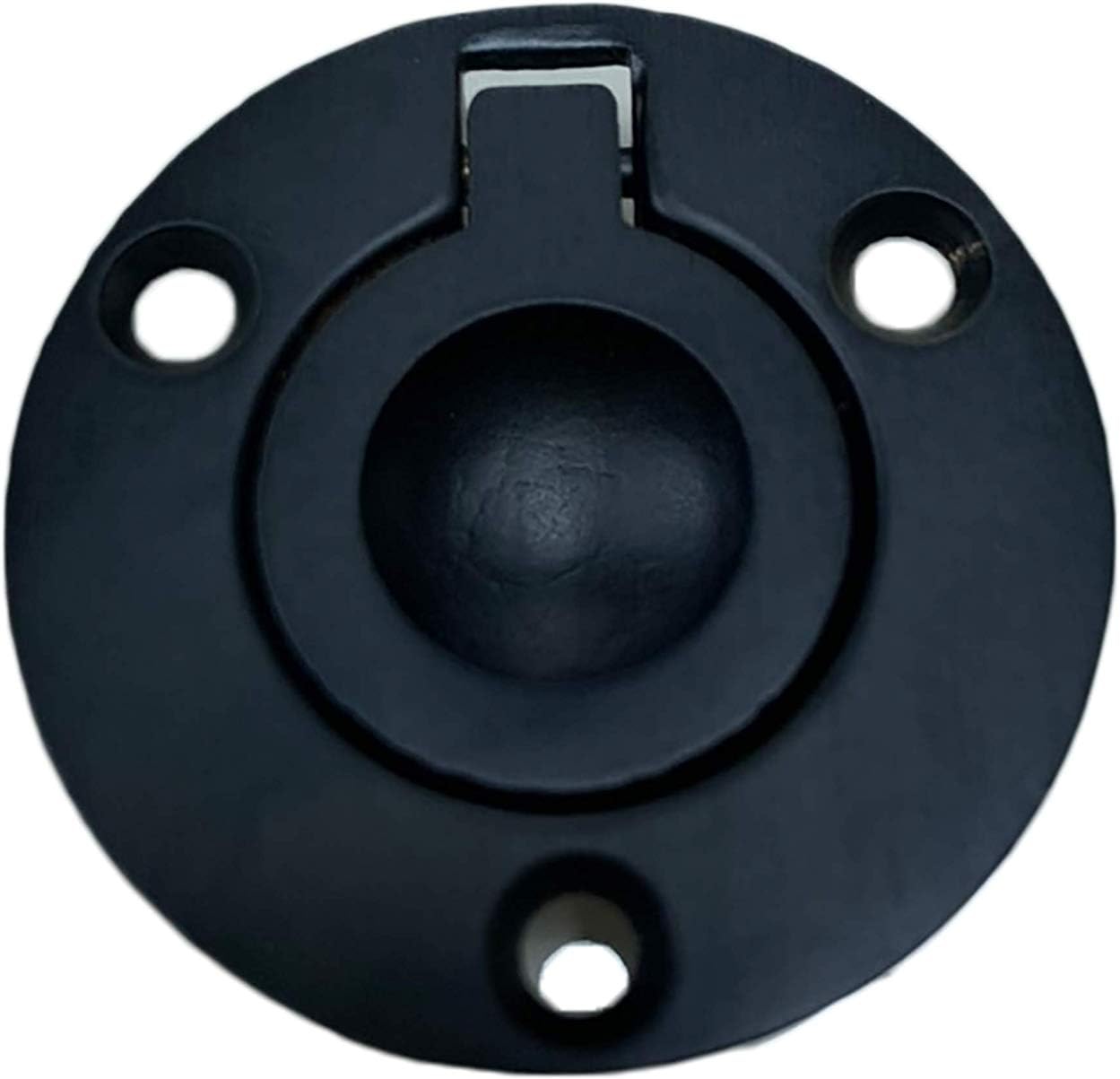 QCAA Solid Brass Flush Ring Pull, (2pack, Matte Black (Round