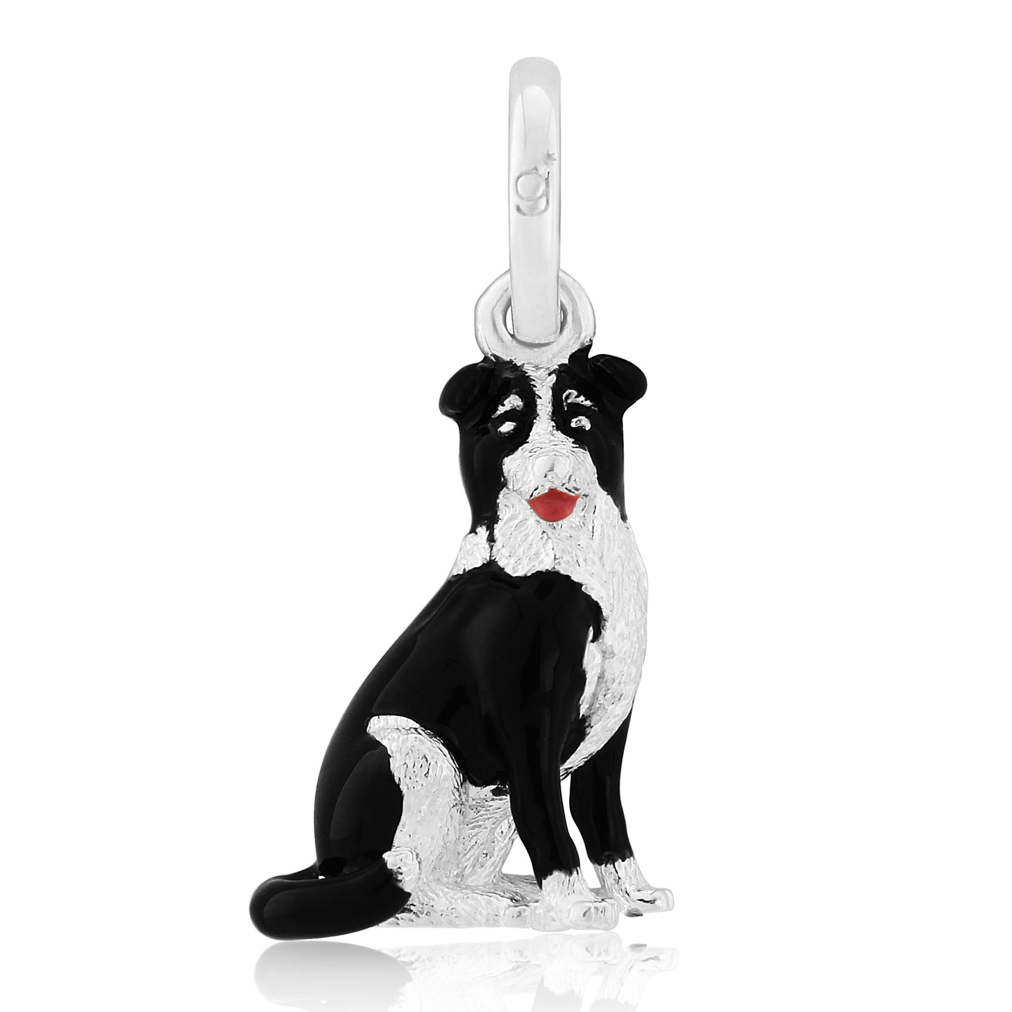 Gemma J Border Collie Dog Charm, silver dog charm compatible with most charm bracelets or as a pendant