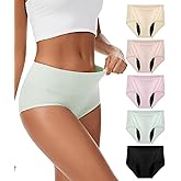 YESWEL Incontinence Underwear For Women, Reusable Washable Leak-proof Lightweight Briefs for Postpartum, Bladder Leak, 5 Pack (Multicolor01, Small)