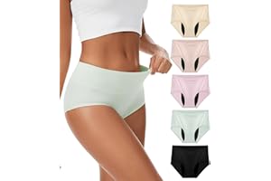 YESWEL Incontinence Underwear For Women, Reusable Washable Leak-proof Lightweight Briefs for Postpartum, Bladder Leak, 5 Pack (Multicolor01, Large)