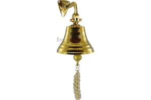 Big Vintage Maritime Brass Ship Bell Wall Mounted Bracket 7 " Temple Bell Indian