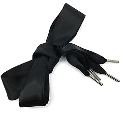 WEGOODZF Satin Ribbon Shoe Laces: 3CM Wide Black