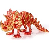 3D Printed Dinosaur, 3D Printed Animals Dragon Fidget Toy Adult Desk, Poseable Dino Skeletons with Articulated Joints, Easter Basket Stuffers, Home Decor, Stress Relief Toy for Autism (Triceratops)