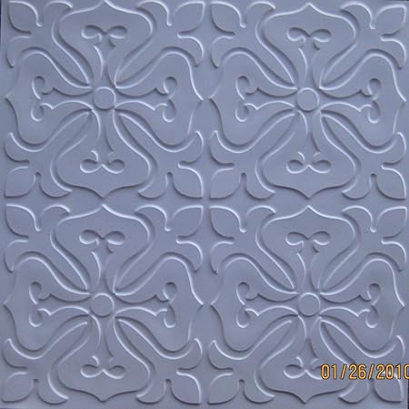 Plastic Ceiling Tile 101 White Gloss 2x2 Fleur De Lis Fire Rated