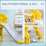 AIYAPLAY Toddler Slide 3-in-1 Climber Basketball Hoop Lion Yellow 18-36 Months view 3