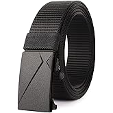Drizzte Big and Tall Size 47'' to 75'' Mens Black Belt Automatic Ratchet Buckle Slide Belts