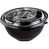 Recyclable Large 160 Oz Serving Bowls with Lids 4pk. Fit Any Party Sized Hot or Cold Food or Dessert With Our Catering-Grade Big Disposable Bowl With Cover Great for Picnic Buffet or Cookout Supplies