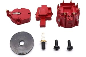 OXCANO T3109ID Red Male HEI Distributor Cap and Rotor Compatible with most Chevy, Ford, Mopar HEI aftermarket distributors, K