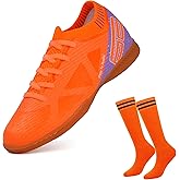 brooman Kids Futsal Indoor Soccer Shoes Boys Girls Soccer Sneakers with Soccer Socks