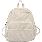 Makukke Small Corduroy Backpack Purse for Women - Vintage Mini Fashion Casual Aesthetic Backpack, Beige