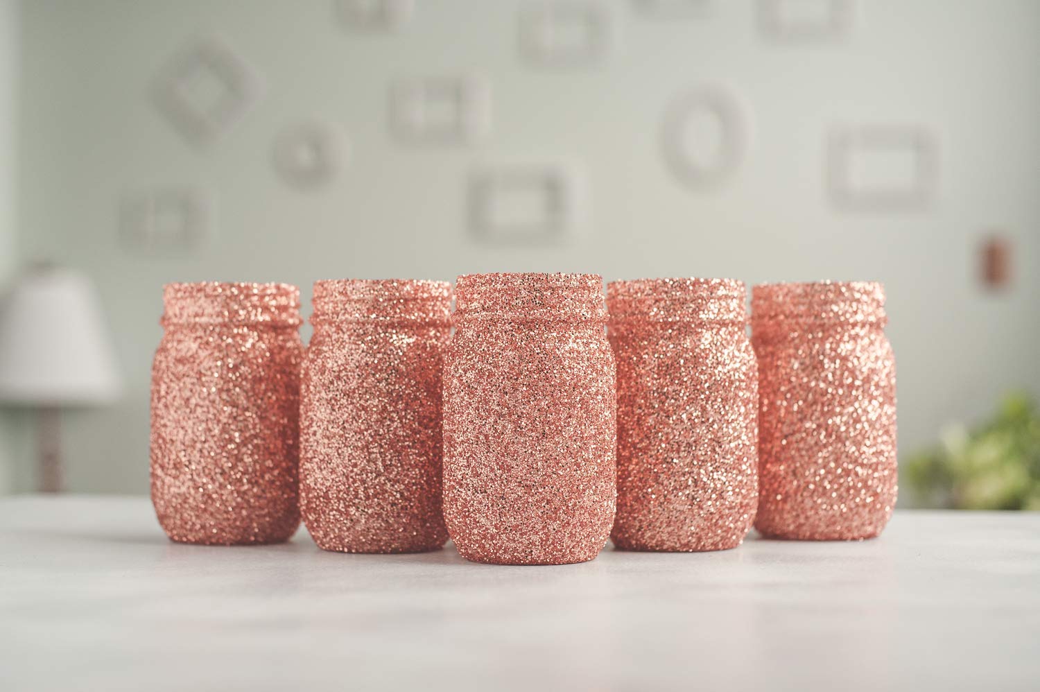 Amazon Com 6 Rose Gold Wedding Centerpieces Vases Bulk Glitter