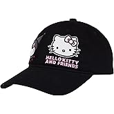 Sanrio Hello Kitty Baseball Cap, Kuromi Adjustable Snapback Hat for Adults, Black