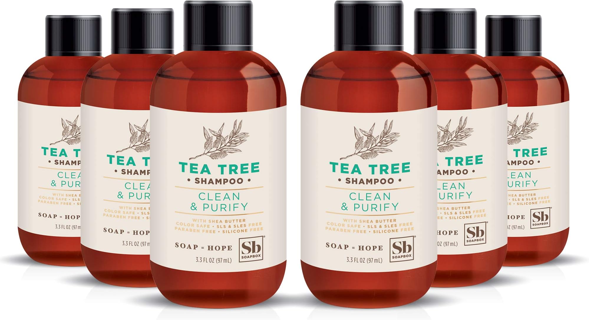 SoapboxTea Tree Travel-Size Shampoo ? 3.3oz ? 6 Ct