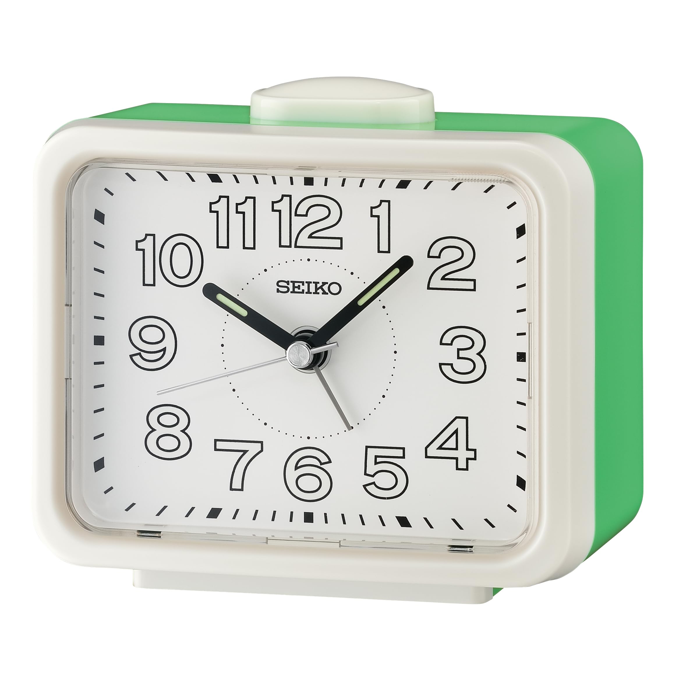 Seiko Alarm Clock QHK061W, White & Green