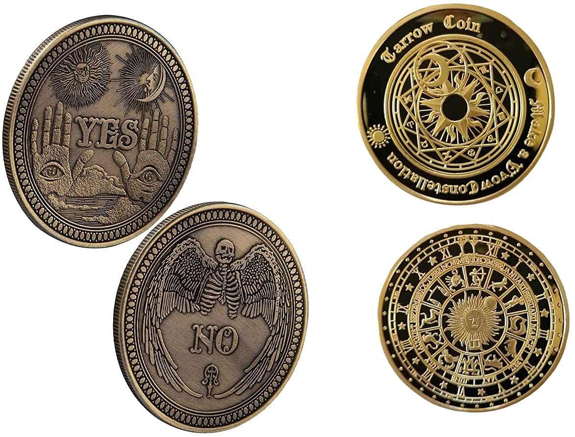 VOVCIG Yes No Challenge Tarot Coin Set - Sun Moon Divination and Yes No Coins (2Pcs) — image 1