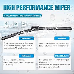 VTOGOI Wiper Blades With Rear Wiper Blades Set For