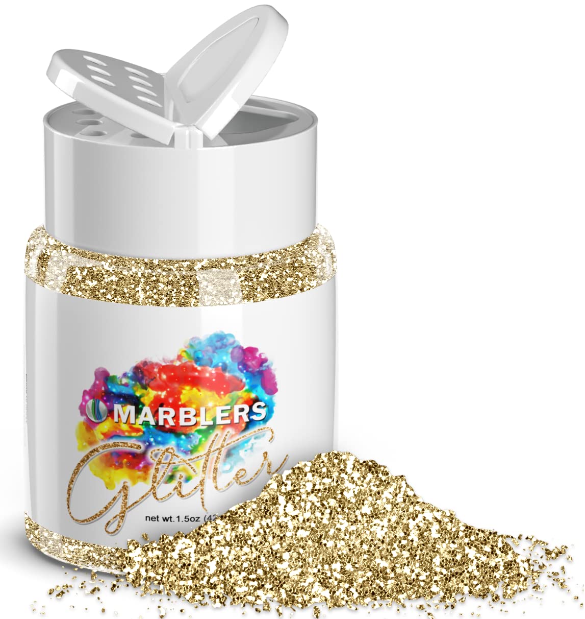 MARBLERS Twinkle Glitter [Light Gold] 1.5oz (42g) | Fine | Non-Toxic, Vegan, Cruelty-Free | Face, Body, Eyeshadow, Hair, Festival, Party Makeup | Nail Art, Polish | Resin, Tumbler, Slime, Craft — image 1