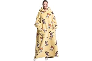 Pterygoid Blanket Hoodie Extra Long,Wearable Blanket with Sleeve for Women Men,Hoodie Blanket with Huge Pocket and Hooded