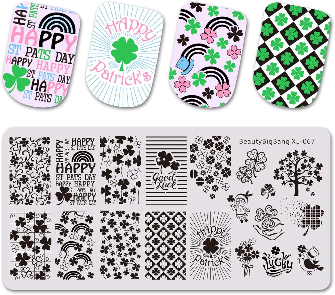 St. Patrick's Day Nail Stamping Plate Shamrock Nail Template for DIY Nail Art Decals