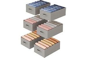 Lifewit Wardrobe Organizer Clothes, Jean Organizers for Closet with Support Board 6 Compartment Foldable Closet Drawer Storag