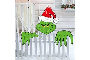 LMAZG 3PCS Christmas Decorations Outdoor Fence Peeker, Funny Christmas Fence Yard Signs for Holiday Xmas Garden Courtyard Wall Decorations