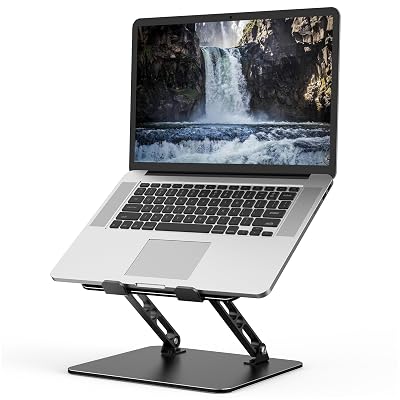 Gogoonike Adjustable Laptop Stand for Desk, Metal Foldable Laptop Riser Holder, Portable Desktop Book Stands, Ventilated Cooling Computer Notebook Stand Compatible with 10-15.6” Laptops