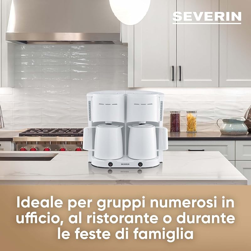 KA 9314 - Macchina da caffè a doppio filtro con caraffa termica, per un massimo di 16 tazze, con filtro accattivante con 2 thermos, colore: Bianco