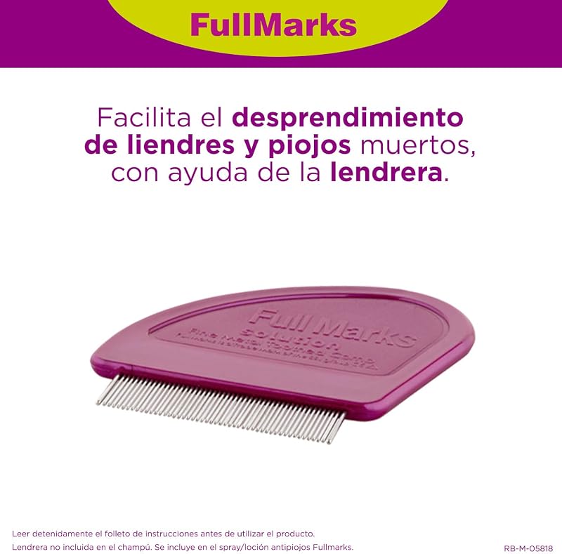 FullMarks Kit Tratamiento Antipiojos para Niños, Elimina los Piojos, Contiene Loción 100 ml, Champú Post-Tratamiento 150 ml y Lendrera Metálica
