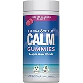 Natural Vitality Calm, Magnesium Citrate Supplement, Stress Relief Gummies, Supports a Healthy Response to Stress, Gluten Free, Vegan, Raspberry Lemon, 120 Gummies