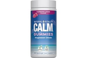 Natural Vitality Calm, Magnesium Citrate Supplement, Stress Relief Gummies, Supports a Healthy Response to Stress, Gluten Free, Vegan, Raspberry Lemon, 120 Gummies