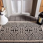 SAFAVIEH Courtyard Collection 2' x 3'7" Sand / Black CY2962 Indoor/ Outdoor-Waterproof Easy-Cleaning Patio Backyard Mudroom A