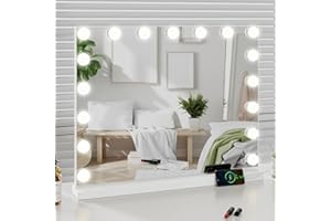 Hollywood Vanity Mirror with 17 Dimmable Bulbs,31.5"×24" LED Makeup Mirror with 3 Color Modes,Smart Touch Mirror with Adjusta