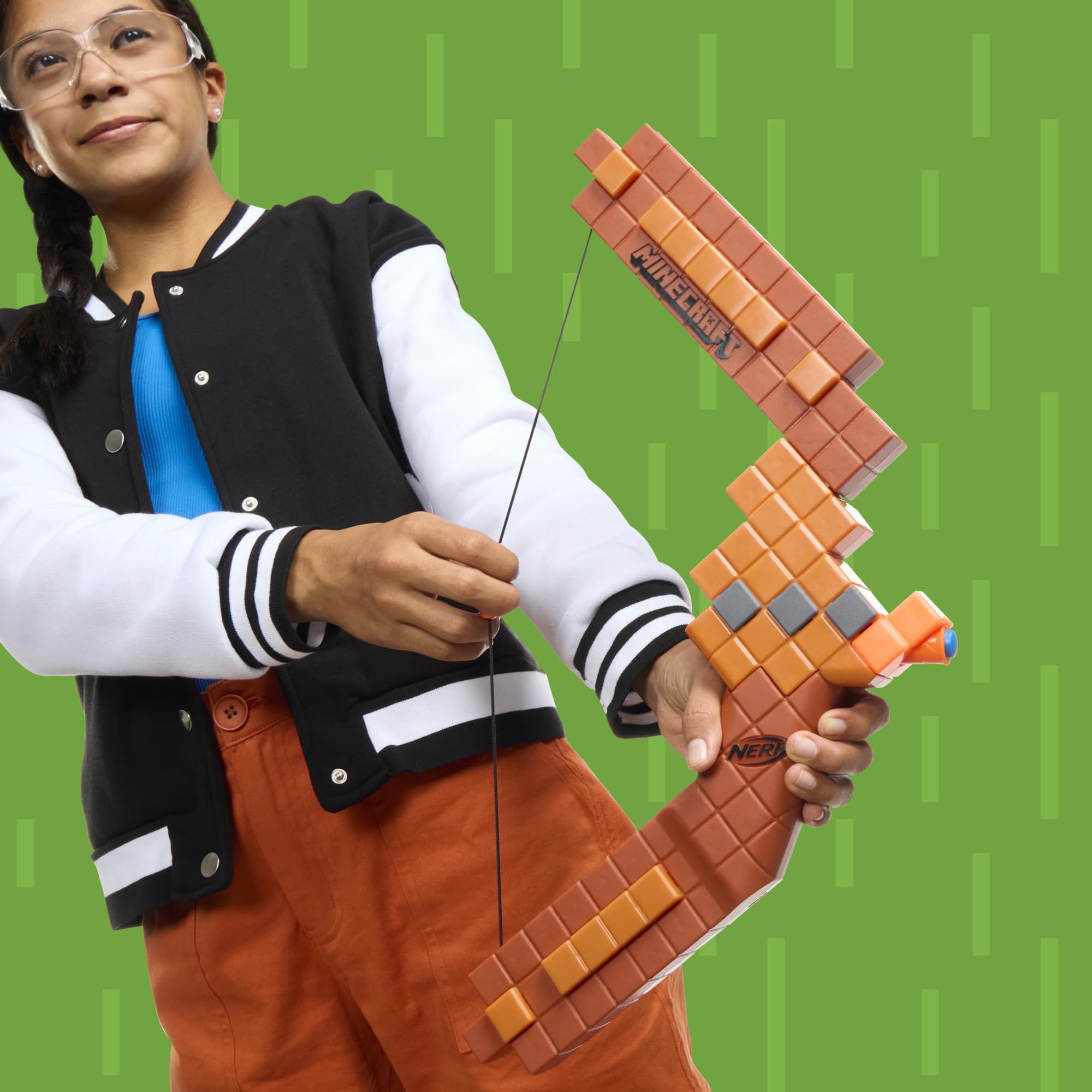 Nerf Minecraft Bow Dart Blaster, Pull-Back String Priming, 8 Nerf N1 Compatible Only with N1 Dart Blasters, Ages 8+