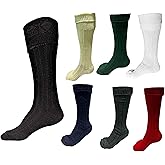 HAAUR TRADERS Mens Traditional Scottish Kilt Hose,Scottish Ribbed Socks For Mens Wool Blend Cuff Over Your Kilt Hose