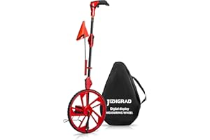 Distance Measuring Wheel in Feet, JIZHGRAD Measure Wheel with 10 Marking Flags and Added Flags Holder, 12.5”Diameter Wheel, Collapsible with One key to Zero, Measurement Wheel with Canvas Carrying Bag