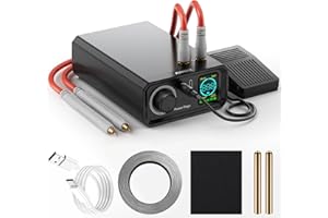 AWithZ 9000W Battery Spot Welder, Rotary Knob Operation 100 Gears Adjustable Foot Pedal Operated, 0.1-0.3mm Spot Welder with Dual Pulse Output, Portable Spot Welder for Making DIY Battery Packs (UK1)