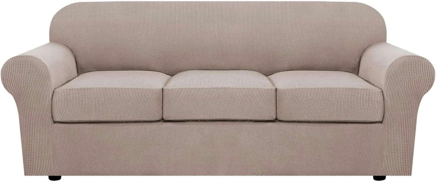 Slipcovers - H.VERSAILTEX Stretch Sofa Covers for Cushion Couch Covers for Living Furniture Slipcovers (Base Cover Plus Seat Cushion Covers) Feature Upgraded Thicker Jacquard Fabric