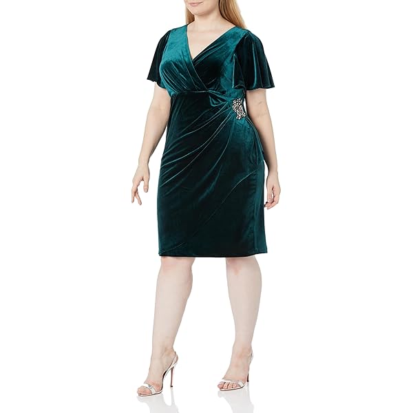 Amazon.com: Alex Evenings Women's Plus Size Short Three Quarter Sleeve Velvet  Dress, Wine, 14W : Clothing, Shoes & Jewelry
