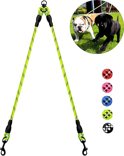 Doppelte Hundeleine Ausziehbar Für 2 Hunde - 3m Rollleine Mit LED-Licht & Reflektierendem Seil