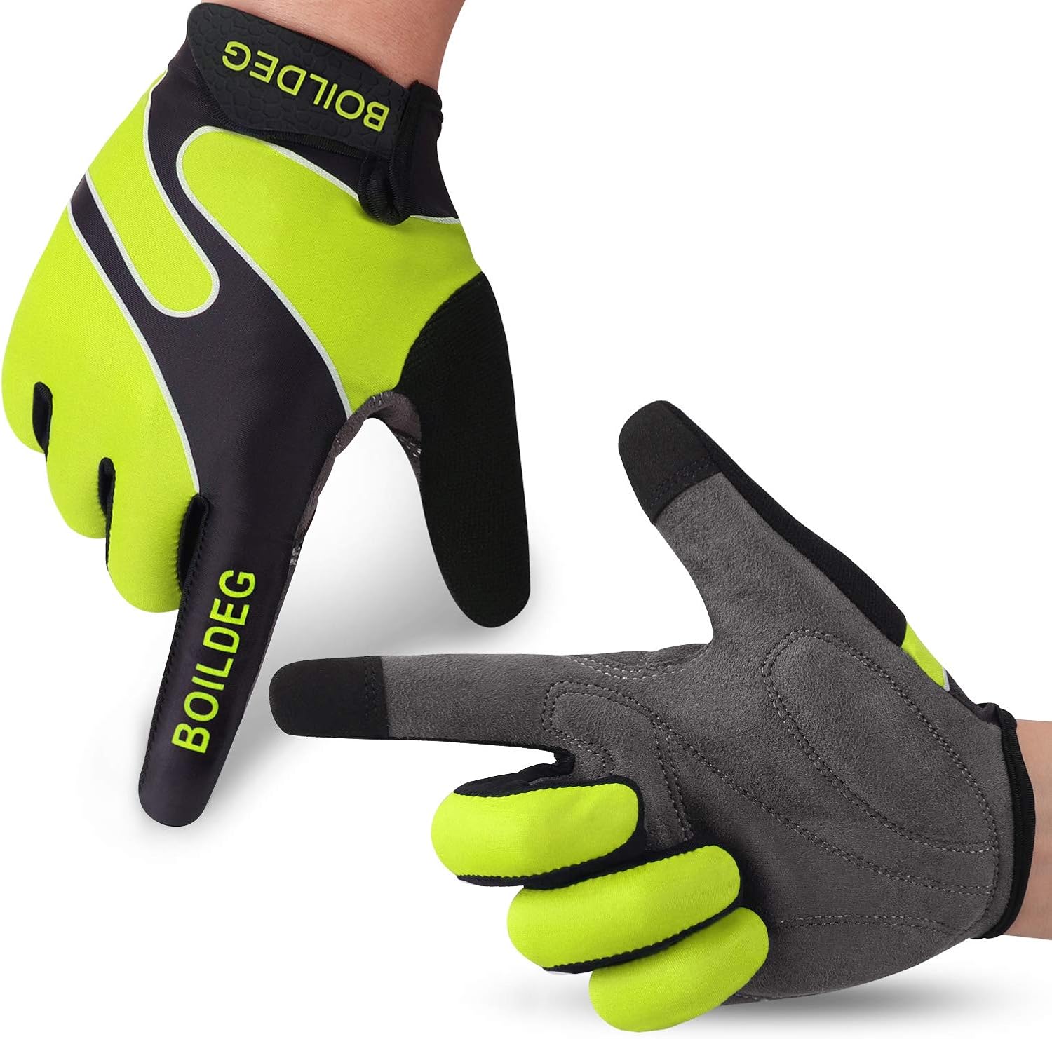 boildeg Cycling Gloves Mountain Bike Gloves MTB Gloves Bicycle Dirt Bike Gloves for Men Women Full Finger Touch Screen Biking Gloves Anti-Slip Shock-Absorbing Gel Pad Workout Gloves: Clothing