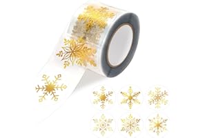 SEPGLITTER 500 Pcs Snowflake Stickers,1.5 Inches Gold Snowflake Stickers Christmas Stickers Labels 6 Styles Round Envelope Seal Sticker Gold Foil Snowflake Stickers Xmas Party Decoration