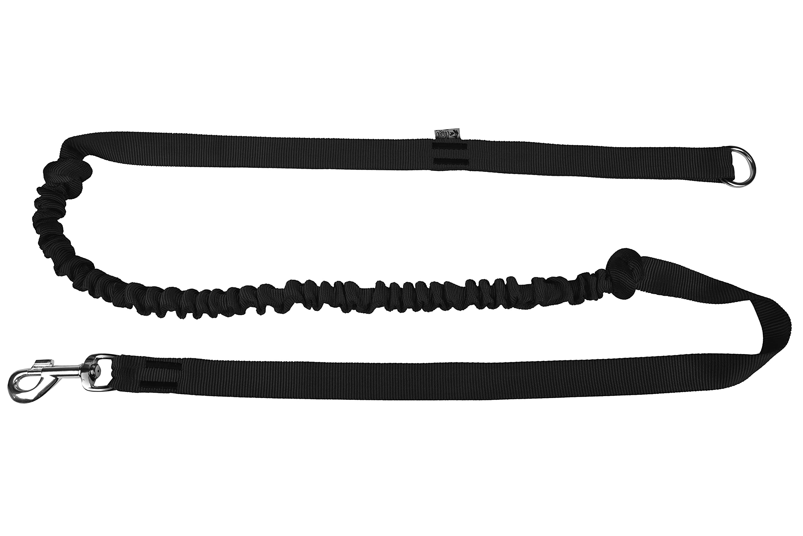 DINGO Canicross Lead with Shock Absorber, 1 Handle, Lightweight, Pull Absorption, Attachable Leash for Running, Sports, Jogging, Training, Polyamide, Handmade, Black (14696-2)