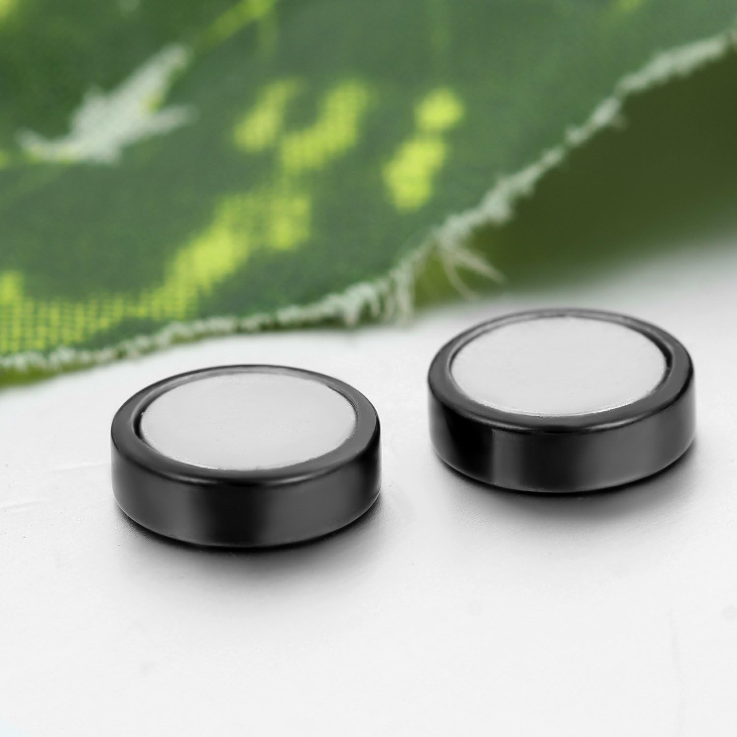 JewelryWe Men,Women's 10mm Stainless Steel Stud Earrings Black Plug Expander Non Pierce Body Jewelry Magnetic - Image 4