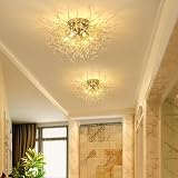 Rayofly Modern Crystal Chandelier Ceiling Light Gold 6 G9 Sockets Flush Mount view 8
