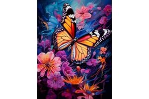 ijbnhd Butterfly Diamond Art Painting Kits for Adults - Full Drill Diamond Paintings for Beginners, Round 5D Diamond Painting Pictures Gem Art Painting Kits DIY Crafts Kits 12x16in