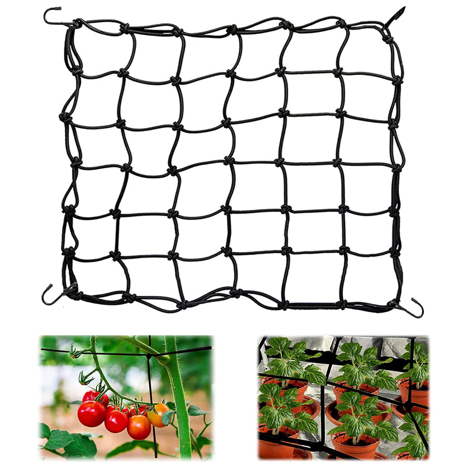 ZEACCT Elastic Net Trellis For Plant, Grow Plant Tent Net, 3.9 x 3.9 Feet, Black, 1 Pack